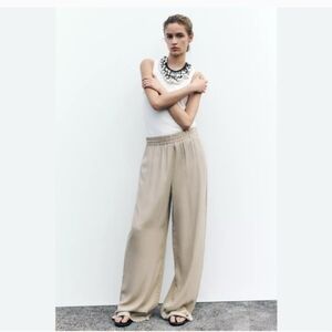 Zara Beige Wide-Leg Pants